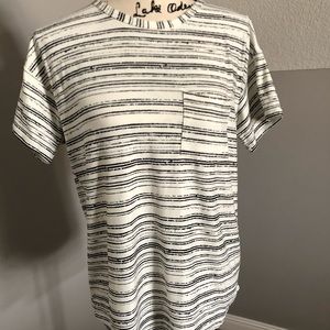 White and black striped top